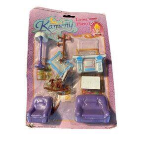 Kameny Living Room Playset Purple Furniture Miniature Dollhouse Accessories